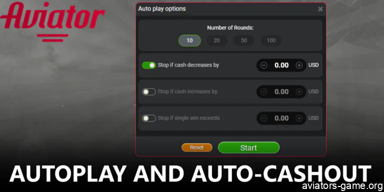 Information about Autoplay and Auto-Cashout options in Aviator game